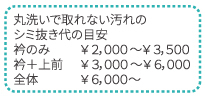シミ抜き目安 シミ抜き目安